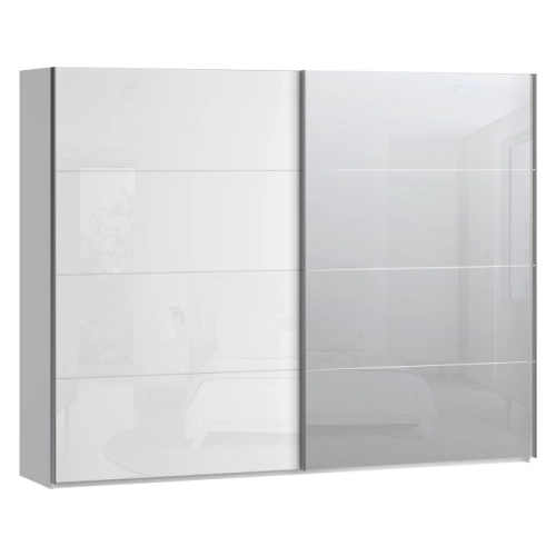 Szafa ubraniowa 270 cm Biały / Biały połysk